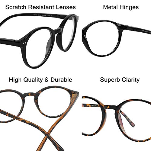 Image of Yogo Vision Blue Light Blocking Glasses Men Women Computer Anti Eyestrain Glasses Round Frame Blue Light Blocker Eyeglasses
