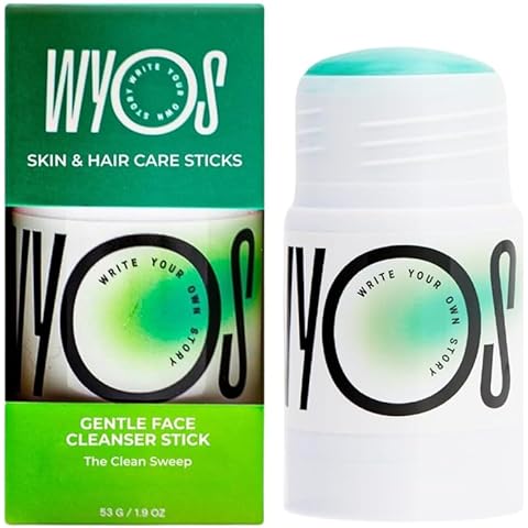 WYOS Face Cleanser Stick, Travel Friendly Leak Free, Vegan, Cruelty Free, Sulfate Free, Paraben Free, Gentle Sensitive Skin Makeup Remover Hydrating Glycerin Enriched Facial Wash for Women and Men Cover