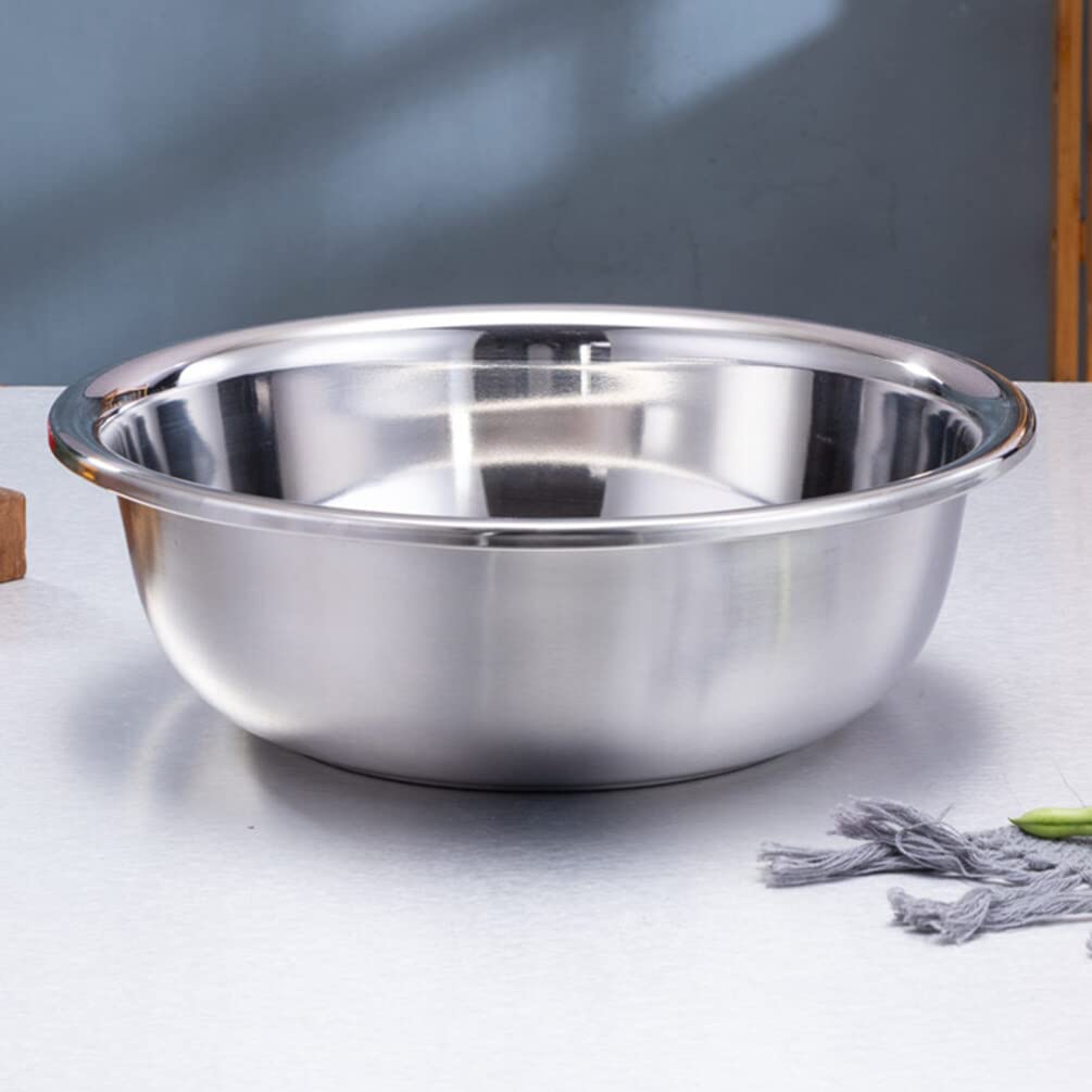 Uonlytech Stainless Steel Mixing Bowls 28cm Polished Mirror Heavy Duty Kitchen Bowls Flour Basin Vegetable Washing Bowls Prep Bowls Nesting Metal Bowl for Cooking Serving - Image 4