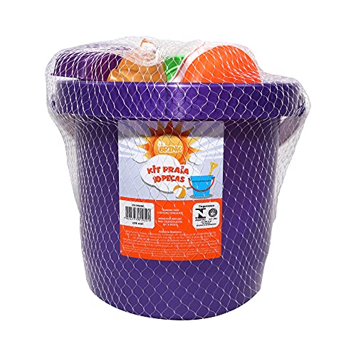 KIT PRAIA 10 PEÇAS COM BALDINHO 18cm - CORES SORTIDAS