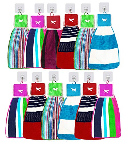 Image of Kuber Industries Hanging Cotton 12 Pieces Cotton Washbasin Napkin /Hand Towel for Kitchen and Bathroom (Multicolor)