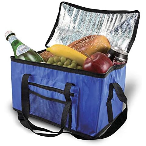 26L Cool Bag | Insulated bag For Picnic, Camping, Food, Drink, Lunch Festival | With Handy Shoulder Strap & Carry Handles | Front Pocket With Zip | Made From Durable Fabric | SIZE: L40 x W27 x H4-BLUE Cover