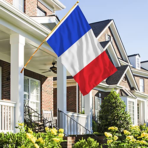 Image of AhfuLife French Flag 3 x 5 Ft France Flag, Large France National Flags for Outside - Double Side with Brass Eyelets for Olympic Party Decorations, Bar Garden Street Decoration Indoor Outdoor
