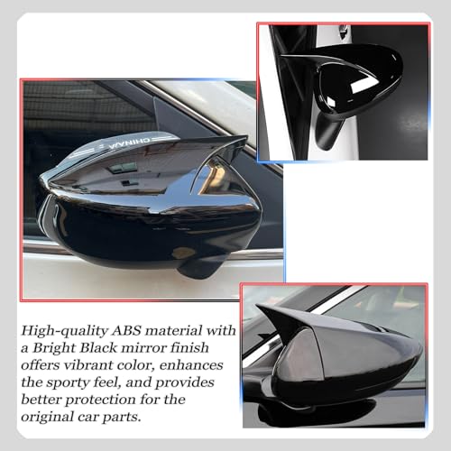 Image of Side Mirror Cover,for Nissan sentra 2013-2019, Bright Black Side Rear Mirror Covers Body Kit Accessories for Cars(Without Turn Signal Cutout)