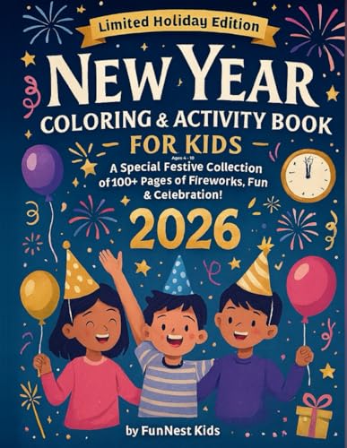 New Year Coloring & Activity Book for Kids – Limited Holiday Edition!: A Special Festive Collection of 100+ Pages of Fireworks, Fun & Celebration! (Holiday Fun Factory Series) image 2