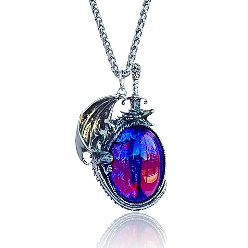 SERAPHICSPARKLE Handcrafted Sterling Silver Dragon Opal Necklace,Mystical Elegance Pendant,Jewelry Gift,Valentine's Day Gift disponible en Yaxa Venezuela