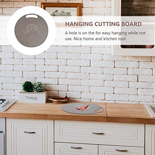 HEMOTON Reusable Plastic Chopping Board Round Vegetable Fruit Marble Look Serving Board 31 cm Kitchen Tool, Polypropylene - Image 4