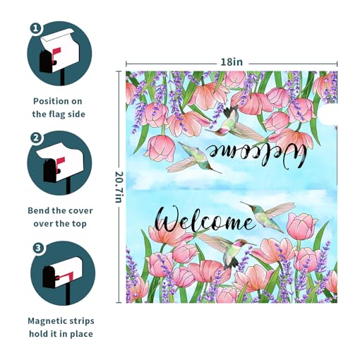 Image of Spring Summer Colorful Flowers Mailbox Covers Magnetic Standard Size 18 inchx21 inch Spring Butterfly Floral Magnetic Mailbox Cover Wildflowers Mailbox Wraps Post Letter Box Cover Decor for Home Garden Yard