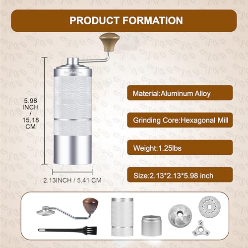 Newlukpro M6 Manual Coffee Grinder,Coffee Burr Grinder With 24 Grinding Settings,Espresso Grinder With Sharp Hexagonal Mill Core & Walnut Handle,Portable Mini Coffee Grinder For Office Travel Camping thumb #5