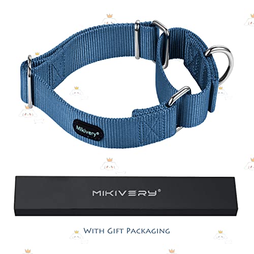 Mikivery Martingale Dog Collar Nylon Adjustable And Safety Training Colourful Comfortable Metal Buckle Pet Collars For Small Medium And Large Dogs(Haze Blue,M) #TOP2