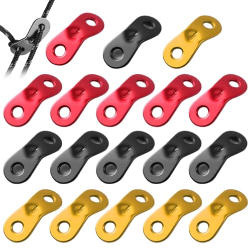 EORPAVU Tenditore per corda da tenda da 18 pezzi, tenditore per filo in lega di alluminio, tenditore per corda per accessori tenda, tenditore per tenda, tenditore per corda