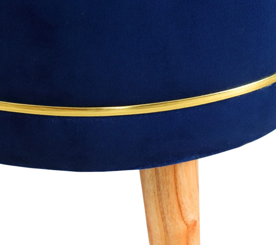 Image of Pouffes Sitting Stool for Living Room, Puffy Wooden Ottoman | Round Pouffe for Living Room & Bedroom | Pouf for Office & Home Decoration & Modern Seating Stool (Cmbo-RoyalBlue)