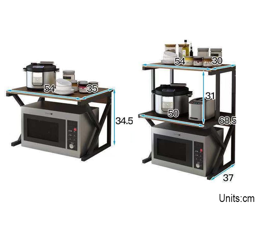 Scaffale Per Microonde Con Ripiani - Organizzatore Cucina Carico 35kg, Nero 57x38x38cm - Foto 3