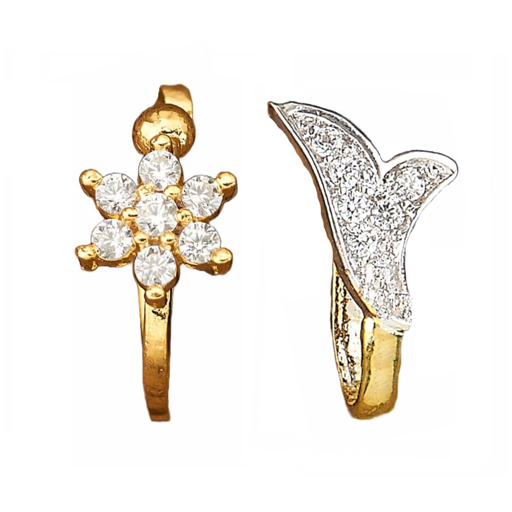 Mrigangi Combo Pack of AD/CZ Stone without Piercing Small Size Nose Ring Stud Pin for Women and Girls (design 2) (B0CZTJM8YW) Amazon Price History, Amazon Price Tracker
