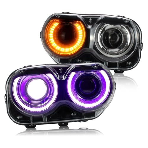 VLAND Headlights Assembly Compatible With Dodge Challenger SRT Hellcat Coupe 3rd gen 2015-2024 Fit For Factory Halogen Model Only