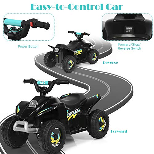 Image of HONEY JOY Ride On ATV, 6V Mini Off-Road Battery Powered Motorized Quad for Kids, Anti-Slip Wheels, RWD 4-Wheeler Electric Ride On Toy Car for Toddlers (Black)