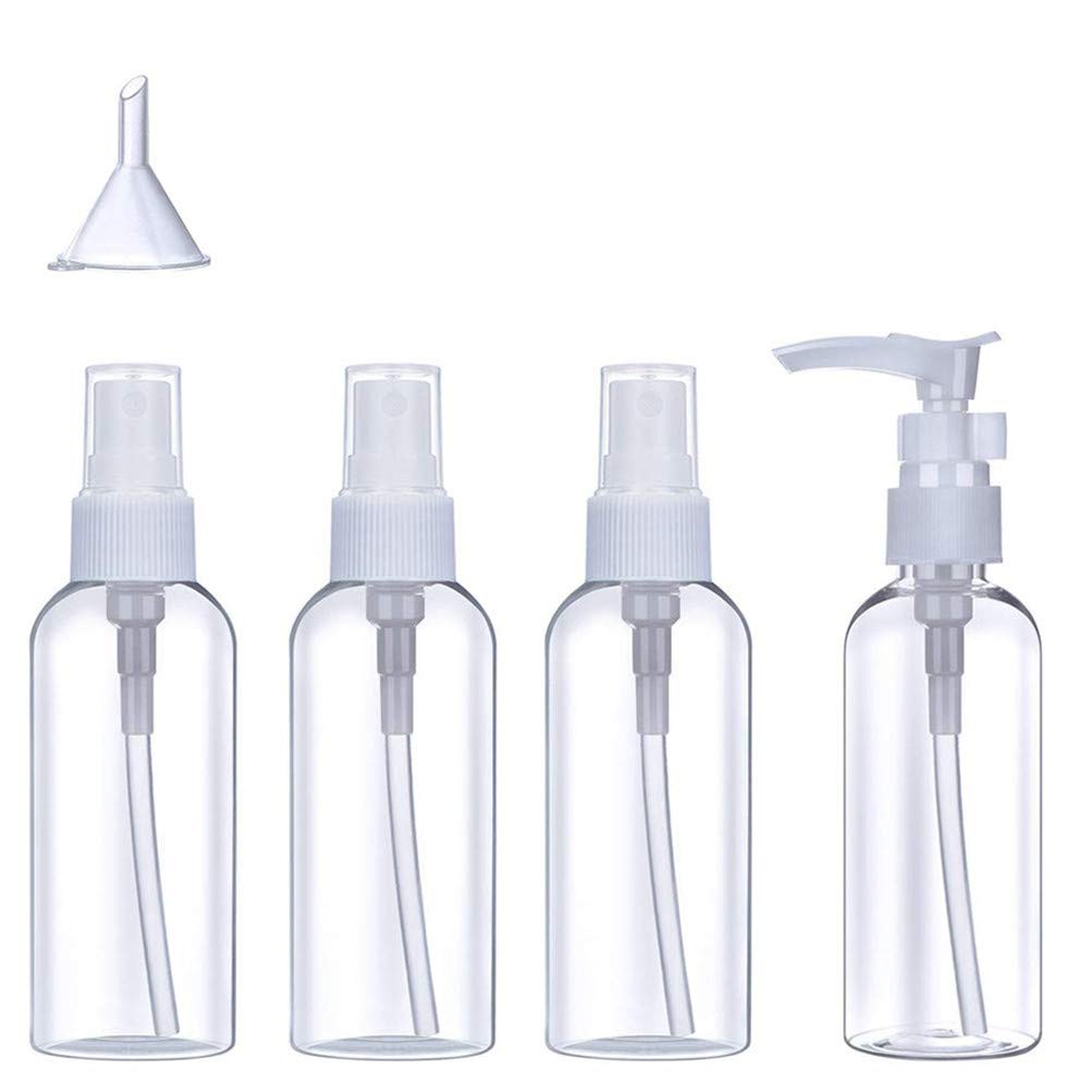BROADREAM Spray Bottle for Travel, 3.4oz Leak Proof Travel Bottles for Makeup Cosmetic Toiletries Liquid Containers, Mist Spray Bottle 4 Packs