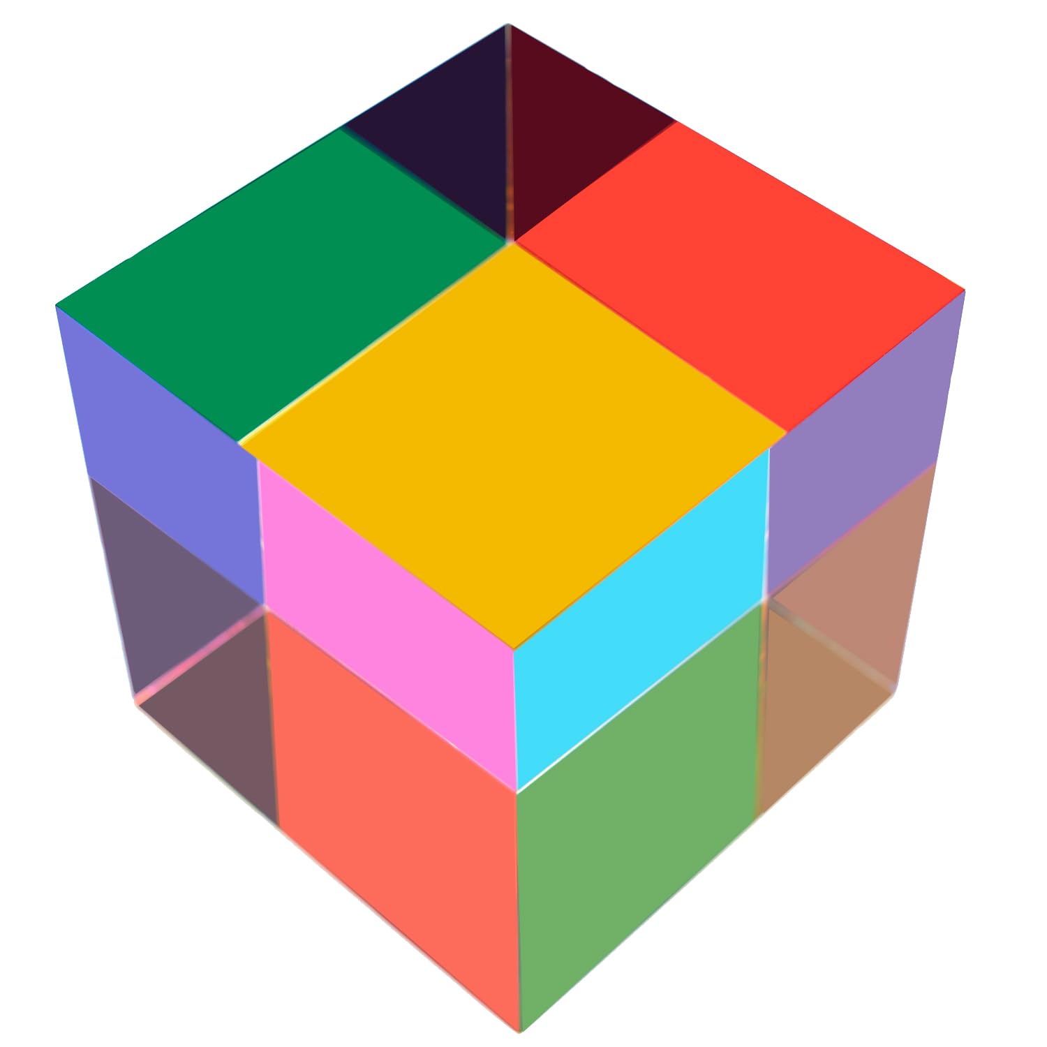 ZhuoChiMall CMY Color Cube, 2.75 inch (70mm) Mixing CMYK Cube, Colorful Magic Acrylic Prism Cube for Home or Office Desktop Decoration, Science