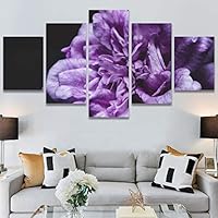 SIGNWIN 5 Panel Canvas Wall Art Purple Petal for Home Decorations Ready to Hang - 60
