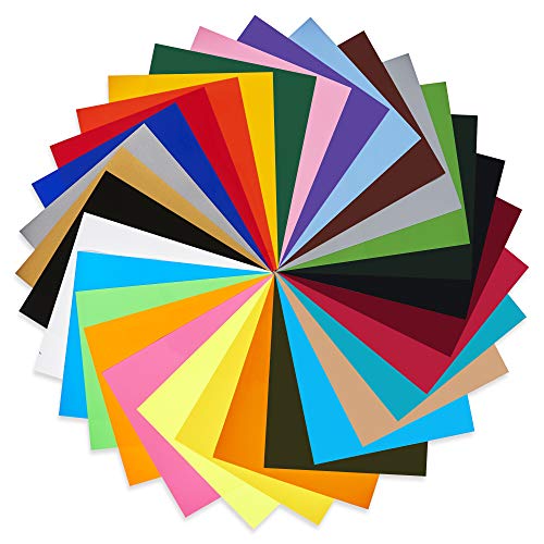QuuCut Heat Transfer Vinyl Bundle : 10" x 12", Sheets 30-Colors Assorted Pack