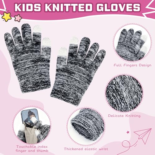 Image of ZOORON Kids Winter Hat Gloves Scarf Set, Girls Boys Hats Beanie with Pom