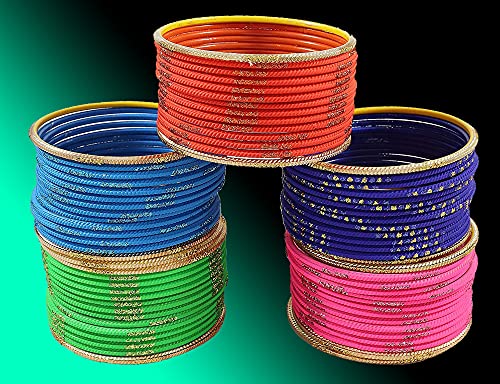 Image of NMII Non-Precious Metal with Base Metal Spreads with Zari Glossy Finished Premium Traditional Bridal Chuda Bangle set for Women and Girls