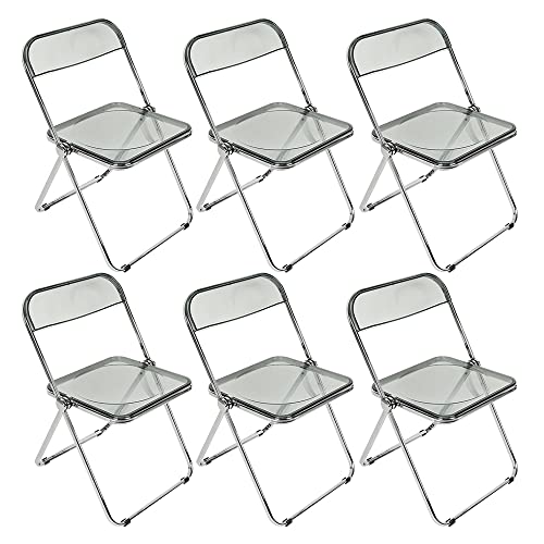 GLIT Lot de 6 Chaise De Cuisine Pliable Chaise Transparente avec Dossier, Chaise de Jardin Confortable pour Salon Bureau et Salle à Manger, 46 * 46 * 77cm (6,...