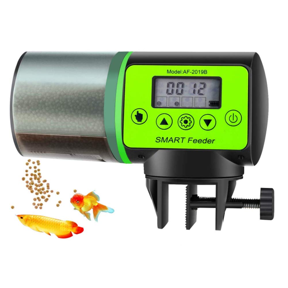 PJDDPAutomatic Fish Feeder,Vacation Fish Food Dispenser for Aquariums with Moisture-Proof System,200Ml Mass Storage LCD Display Smart Electric Timer for Turtle Pond Aquarium And Fish Tank