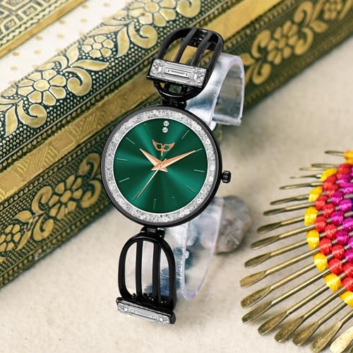 Image of WHITE BIRD Premium Girl Wrist Watch Rose Gold Plated Analog Watch Diamond Studded Dial Stylish Bracelet Strap Stainless Steel Band Perfect for Women