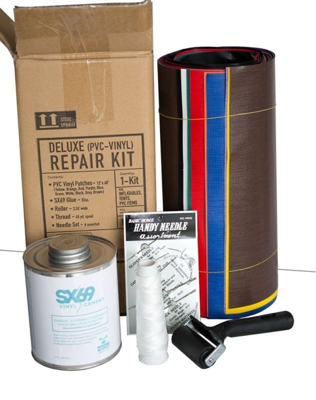 Moose Vinyl Deluxe Repair Kit Includes 32oz Sx Glue, Assorted Patches, Needles, Thread, Roller (Solid)