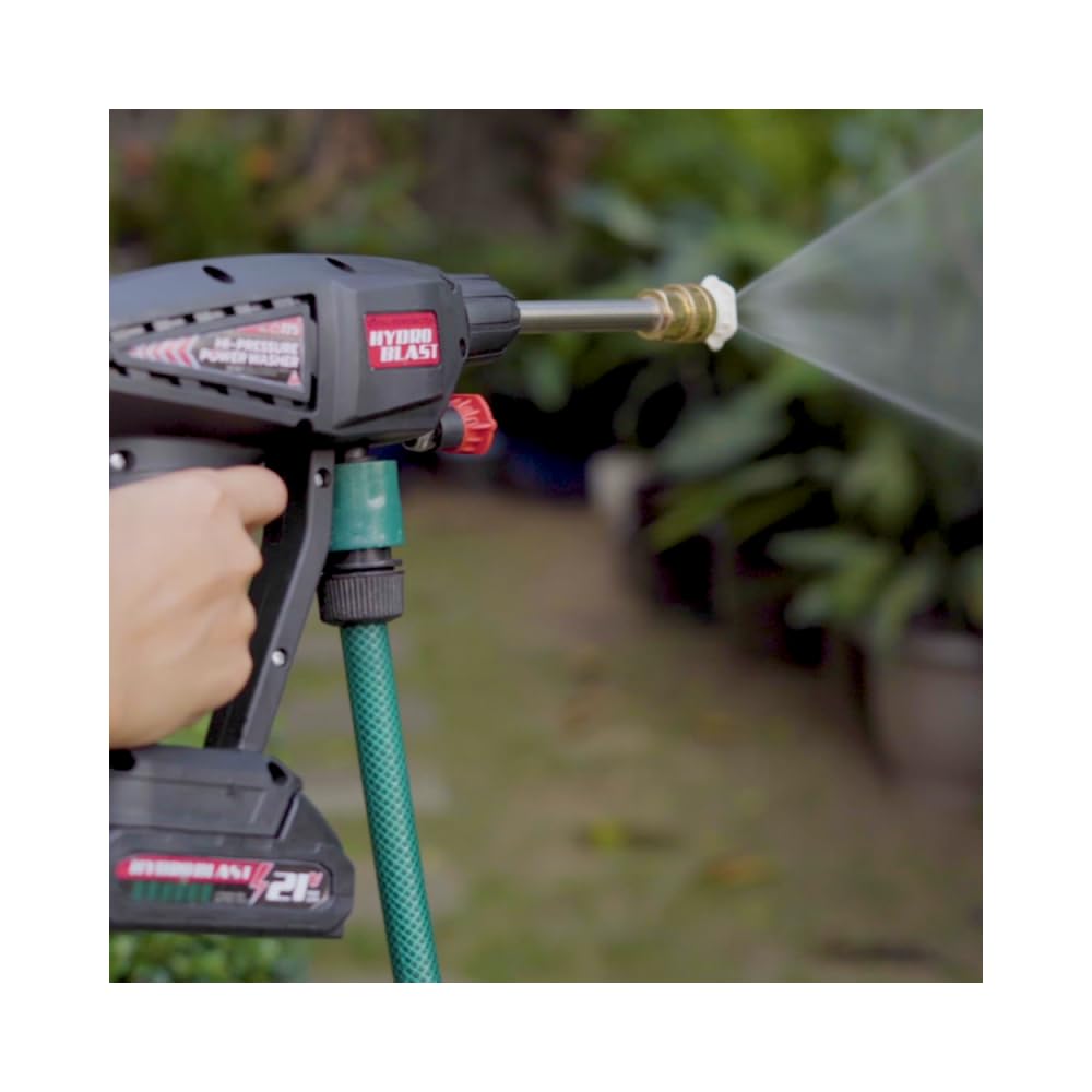 HYDROBLAST Le Pistolet Nettoyeur à Pression - MYBO TV - sans Fil, Rechargeable, portatif. Fonctionne sur Batterie. Peut s'utiliser avec Un Seau d'eau/raccordé au Robinet ou avec Une Bouteille d'eau
