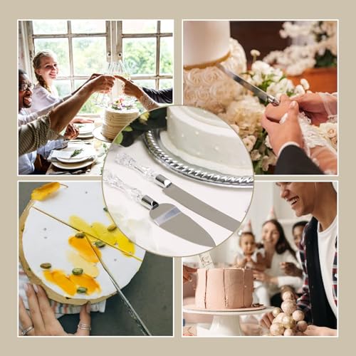 Adorox Cake Knife and Server Set Acrylic Stainless Steel Faux Crystal Handle Holiday Thanksgiving Christmas - Image 6