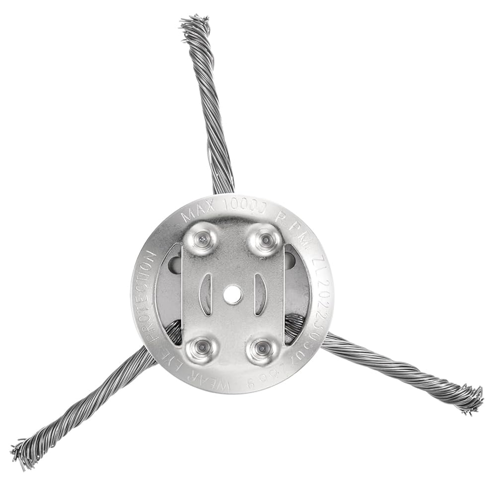 Steel Wire Grass Trimmer Head, Universal Solid Brush Strimmer Head, Strimmer Attachments for Lawn Rotating Replacement Tool, Steel Wire Strimmer Head Cutter Brush Cutter (3 Heads)