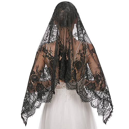 Velo de iglesia de alta calidad con encaje floral premium para capilla latina 5