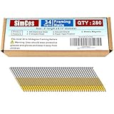 SimCos 34-30 Degree Framing Nails 304 Stainless Steel D Head Smooth Shank Paper Tape Strip Nails for 30 to 34 degree Framing Nailer (2'-280 PCS)