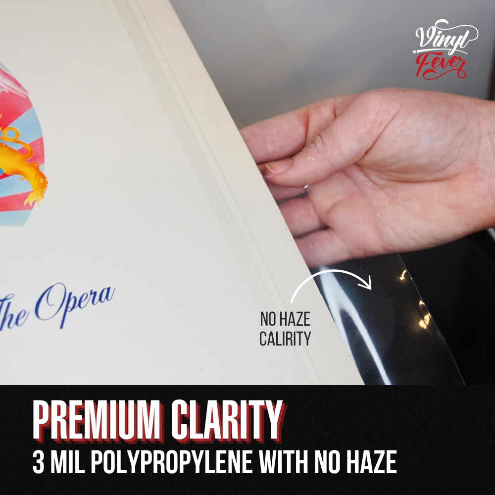 Vinyl Fever Fundas exteriores resellables para discos de 12 pulgadas (paquete de 75) | Cubiertas de polipropileno de 3 mm con solapa protectora premium que cubre y sella los álbumes completamente para