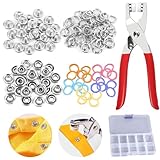 スナップボタン【100個入り】ハトメパンチセット金属リングボタン DIY手作り、ペンチ付き、操作が簡単、布革製品、衣類、帽子、バッグ、靴、ジーンズアクセサリーなどに適し