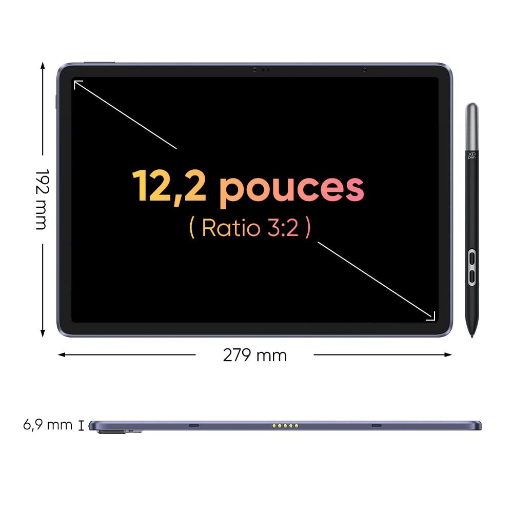 XPPen Tablette Graphique, Tablette Graphique Autonome Dessin avec Écran Tactile 12 Pouces, Magic Drawing Pad Android 14, Résolution 2K, Batterie 8000 mAh, 256 Go ROM + 8 Go RAM (1 to Extensible)