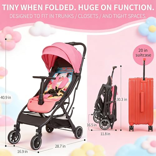 Image of Cool Kids Travel Stroller, Lightweight Baby Stroller with Automatic Folding Function Suitable for Walking Shopping and Amusement Parks