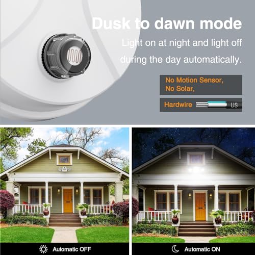 Onforu 80W LED Dusk to Dawn Flood Lights,8000LM White Exterior Security Outdoor Lighting,IP65 Waterproof Outdoor 3 Adjustable Heads Photocell Light Fixture,6500K Floodlight for Garage,Patio,Yard - Image 3
