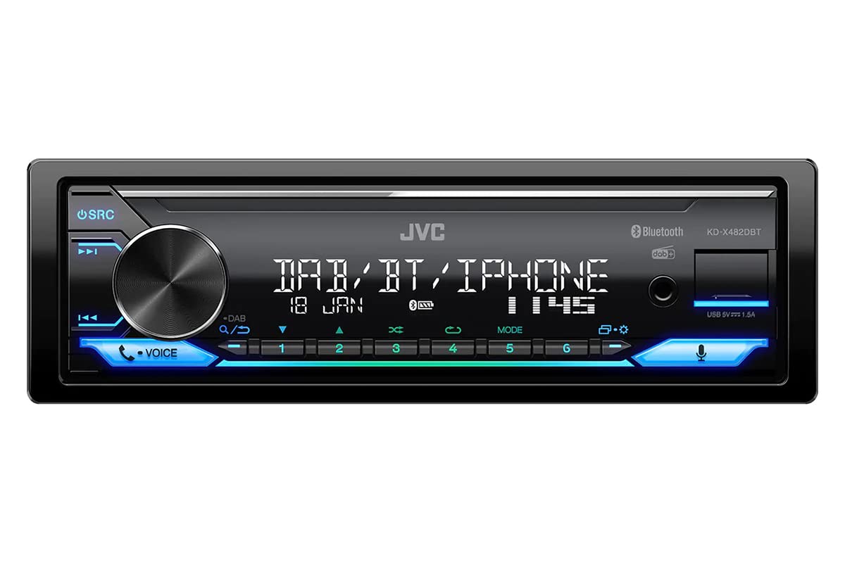 JVC KD-X482DBT 1-DIN Autoradio Media Receiver Digitalradio DAB+ Bluetooth Amazon Alexa USB Einbauset passend für Skoda Citigo ab 2011 schwarz
