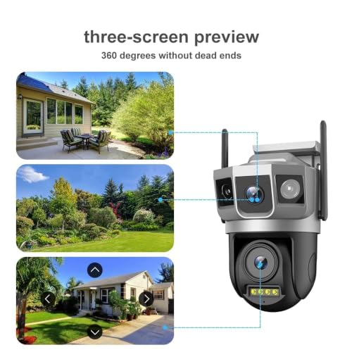 Image of securinnov 6MP WiFi Dual Lens Outdoor PTZ CCTV Camera | 360 Rotation | Color Night Vision | Motion Detection | Two-Way Audio | Wireless Home Security with Mobile App V380 Pro (New Dual Lens PTZ)
