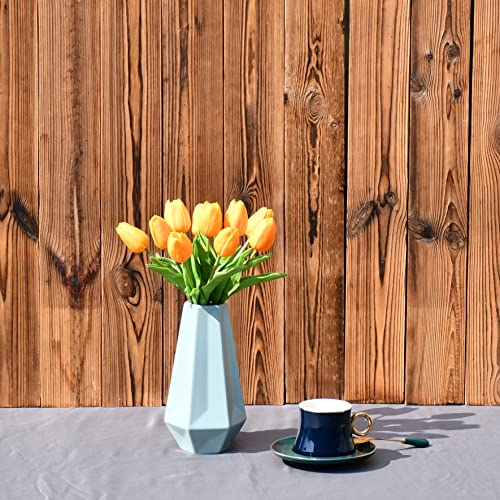 Image of ONLY ART Artificial Orange Tulips 20 Pcs - 13.5 Inch PU Faux Flowers with Bendable Stems for Home Decor, Wedding Centerpieces, DIY Floral Arrangements, New Year and Valentine's Day