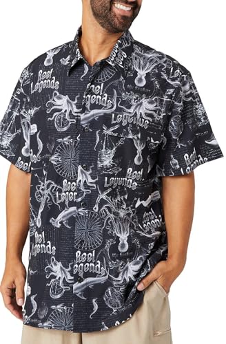 Reel Legends Mens Airflow Swim Button Up Top Medium Black Multi3