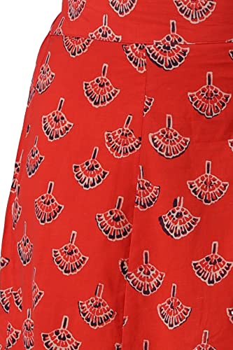 Image of POPWINGS Casual Bagru Printed A-Line Knee-Length Summer Skirt for Women | Ethnic