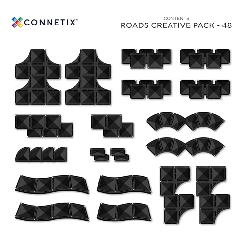 CONNETIX Magnetic Tiles Roads Creative Pack — 48-Piece Black Expansion Set — view 7