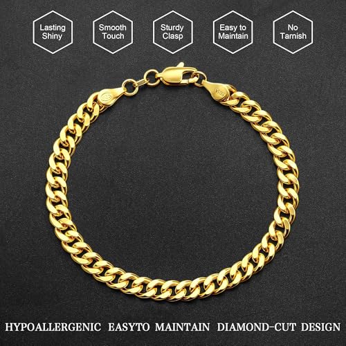 Pulsera Cubana para Hombre 18K Oro sobre Plata miniatura 7