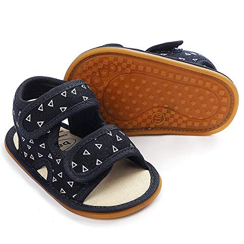 TIMATEGO Baby Boys Girls Sandals Non Slip Soft Sole Outdoor Athletic Shoes Infant Toddler First Walker Crib Summer Shoes 3-18 Months, 07 Navy, Baby Sandals 6-12 Months Infant