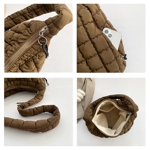 Puffy Bubble Tote Bag,Puffer Quilted Shoulder Bag for Women with Multiple Zippered Pockets, Trendy Crossbody Hobo Bag4
