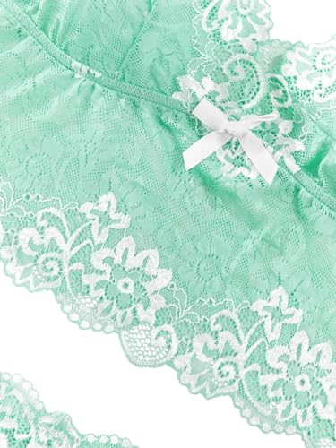Image of Lilosy Sexy Lingerie for Women Lace Pajamas Set Cami Bra and Panty High Waist Sheer Sleepwear 2 Piece 2XS-6XL